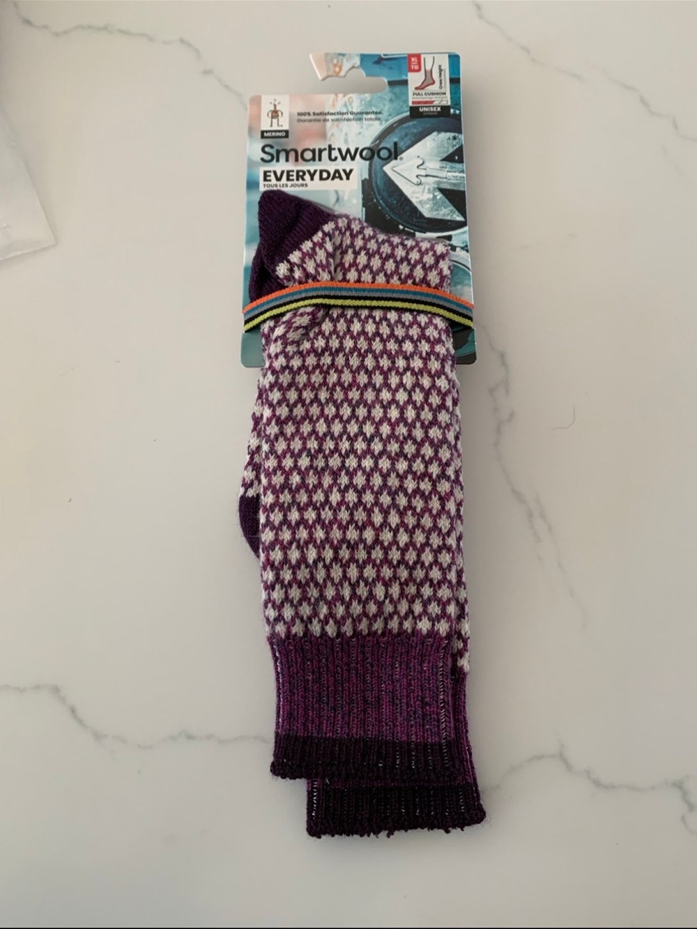 SmartWool XL Everyday Cozy Popcorn Purple Socks Merino Wool NWT